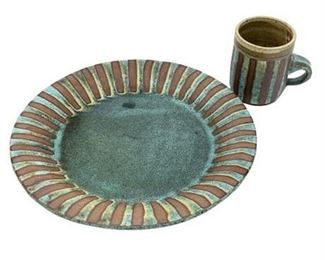 Lot 136
Mangum Green Matte Stoneware Dinner and Mug For Two