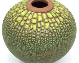 Lot 176
William Kidd Pottery Signed Textured Green Vase