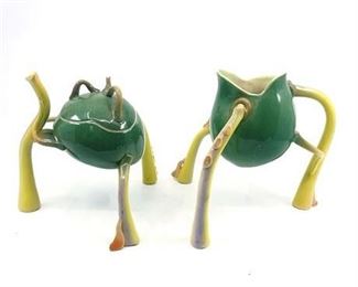 Lot 196
Jack Rotar "Friends from Another World" Pottery Creamer and Sugar Bowl