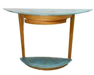 Lot 014
Art Glass and Maple Demi Lune Console Table