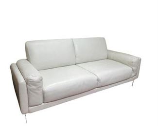 Lot 028-
Italsofa White Leather Sofa