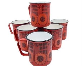 Lot 195
Mid Century Arabia Finel Lintu Peacock Enamel Mugs