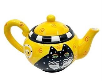 Lot 290
Laurel Burch 1998 Ceramic Tea Pot Yellow with Black Cat