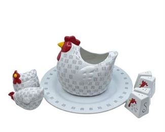 Lot 329
Blue Sky Pottery "Fat Chicken" Serving Pieces