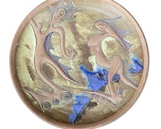 Lot 527
Ken Pick Signed Abstract Studio Pottery Figural Plate