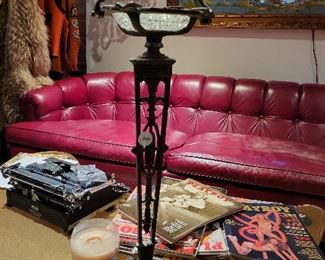 Art Deco Ashtray, MCM sofa and coffee table