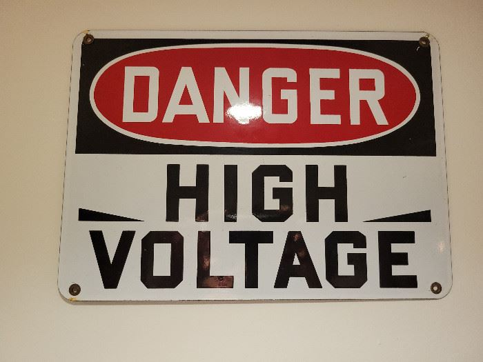 High Voltage Porcelain Sign - Hang it anywhere