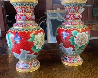 Pair of Chinese Cloisonne Vases 