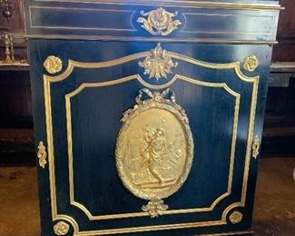 Ebonized Music Cabinet with Gilt Ormolu Accents - Gorgeous