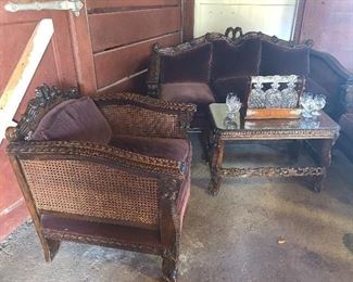 Victorian Parlour Set Settee with 2 Chairs