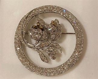 18kt + Platinum Floral Art Deco Era Brooch ~~~ This is a Fabulous Piece comes with GIA Appraisal