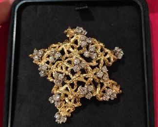 BORIS LeBeau 18kt 2 - Tone Gold 'StarFish' Brooch Old Euro Diamonds approximately 3.80ctw.  Large / Heavy and Beautiful!  GIA Appraisal