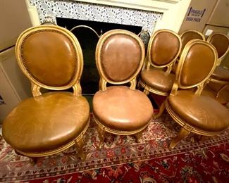 Set of 12 Hubert de Givenchy Paris Apartment Leather Louis XVI Style Transitional Chairs Bought from Christies ( catalogued) 