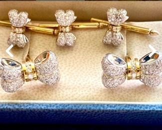 We have a nice selection of Super-High End Fine Cufflinks. First out of the gate is - - - these "To Die For" 18kt White + Yellow Gold Diamond Cufflinks + Tuxedo Button . . . Heavy . . . . this is Definitely a "He Loves Me" Piece signed ABL. Think Holiday Parties + Gifts.&nbsp; 