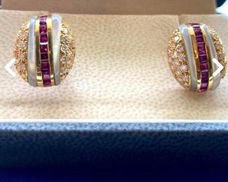 The "ULTIMATE" Cufflinks by ABL 18kt with a "RunWay" of Calibrated Rubies along with Moonstone and Diamond Clusters in Yellow Gold. I can't stress how Amazing these Cufflinks show!&nbsp;