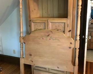 Girls 7 peice bedroom set. one Twin bed and compliamentary queen headboard.