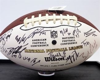 Kansas City Chiefs Autographed Football, Many Signatures, Includes Casey Wiegmann, Rudy Niswanger, Benny Sapp, And Tamba Hali