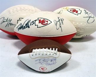 Kansas City Chiefs Autographed Footballs, Qty 4, Includes Kendall Gammon, Trent Green, David Szott, And More, See Details For Additional Names