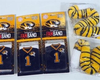 University Of Missouri Tigers Fan Bands (Qty 3) And Tiger Tails (Qty 2)