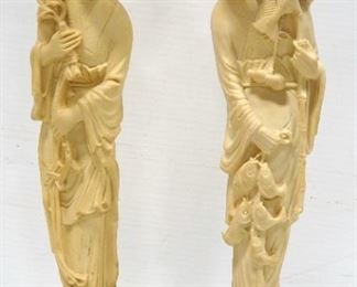Oriental Statuettes Of Man And Woman, Each Approx 13.75" H