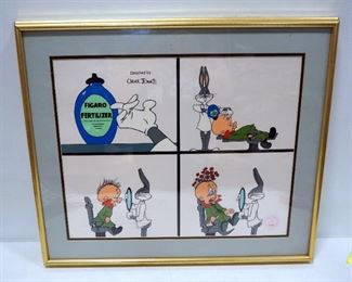 Serigraph Cel Of Bugs Bunny And Elmer Fudd Based On Warner Bros Looney Tunes The Rabbit Of Seville By Chuck Jones, With COA, 21" H x 25" W
