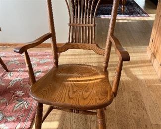  (2) wood captains chairs