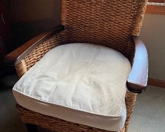 Wicker chair with upholstered removable cushion