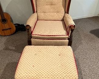 Wingback chair and matching ottoman
