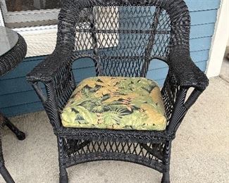 Outdoor wicker chairs and small table....