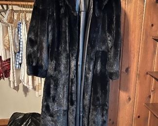 Full length reversible mink/leather coat......