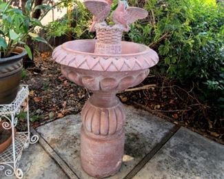 Unique kissing birds cement fountain 