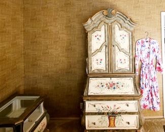 French style hand painted secretary
With matching shadow box chest