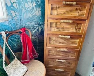 Faux bamboo highboy chest