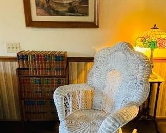 Vintage white wicker rocker