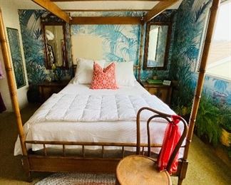 Faux bamboo canopy bed set
Queen sz