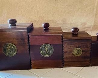Unique vintage wood canisters