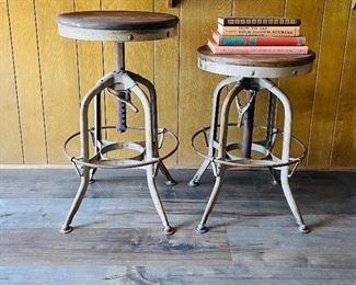 Pair of industrial rustic stools