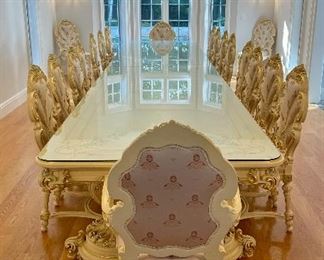 Custom, Hand Painted Italian Rococo Dining Room Table - seating for 22!