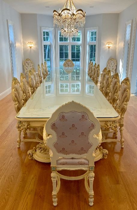 Custom, Hand Painted Italian Rococo Dining Room Table - seating for 22!