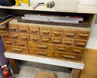 2nd Drawer Hardware Apothecary Cabinet used in garage for parts