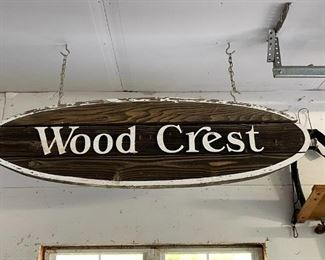 Wood Crest hanging wood sign