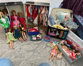 Group of 1960's Barbie Dolls and Original Clothes and Shoes