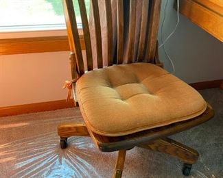 Mid-Century Wood Rolling Desk Chair