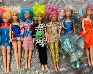 Vintage 1980's, "Jem And The Holograms" by  Hasbro - sold as a group with clothes and accessories