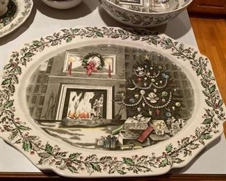 Johnson Bros "Merry Christmas" Set - Beautiful set with Serving items including a large Turkey Platter 