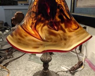 Hand blown art glass lamp