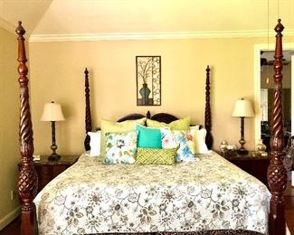 Stately mahogany poster bed/king mattress