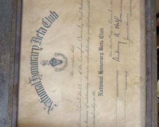 1937 Honorary Document 
