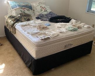 Queen bed, nearly new mattress