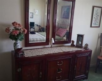 Dresser and 2 Mirrors, possibly Mahagony